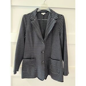 J. Jill Navy and Gray Striped Blazer with 3 button and pockets size Large